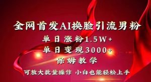 全网首发Ai换脸引流男粉,单日涨粉1.5w+,单日变现3000+,小白也能轻松上手拿结果【揭秘】-致富资源库