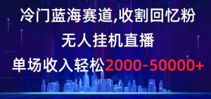 冷门蓝海赛道，收割回忆粉，无人挂机直播，单场收入轻松2000-5w+【揭秘】-致富资源库