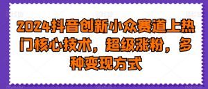 2024抖音创新小众赛道上热门核心技术,超级涨粉,多种变现方式【揭秘】-致富资源库