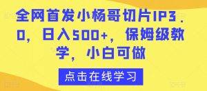 全网首发小杨哥切片IP3.0,日入500+,保姆级教学,小白可做【揭秘】-致富资源库