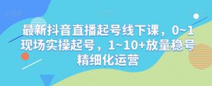 最新抖音直播起号线下课,0~1现场实操起号,1~10+放量稳号精细化运营-致富资源库