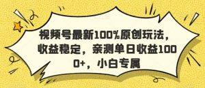 视频号最新100%原创玩法，收益稳定，亲测单日收益1000+，小白专属【揭秘】-致富资源库
