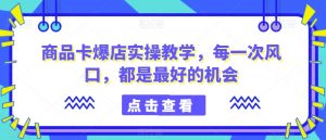 商品卡爆店实操教学,每一次风口,都是最好的机会-致富资源库