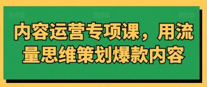 内容运营专项课,用流量思维策划爆款内容-致富资源库