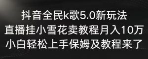 抖音全民k歌5.0新玩法,直播挂小雪花卖教程月入10万,小白轻松上手,保姆及教程来了【揭秘】-致富资源库