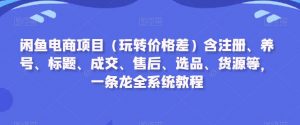 闲鱼电商项目(玩转价格差)含注册、养号、标题、成交、售后、选品、货源等,一条龙全系统教程-致富资源库