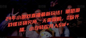 24年小游戏直播最新玩法！微恐游戏怪谈研究所，无需露脸，0粉开播，小白轻松月入5W+【揭秘】-致富资源库