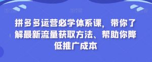 拼多多运营必学体系课,带你了解最新流量获取方法、帮助你降低推广成本-致富资源库