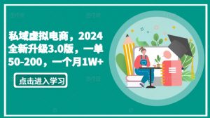 私域虚拟电商,2024全新升级3.0版,一单50-200,一个月1W+【揭秘】-致富资源库