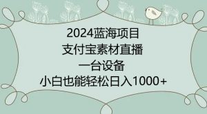 2024年蓝海项目,支付宝素材直播,无需出境,小白也能日入1000+ ,实操教程【揭秘】-致富资源库