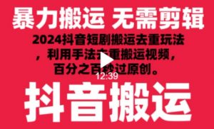 2024最新抖音搬运技术，抖音短剧视频去重，手法搬运，利用工具去重，达到秒过原创的效果【揭秘】-致富资源库
