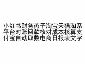 小红书财务燕子淘宝天猫淘系平台对账回款核对成本核算支付宝自动取数电商日报表-致富资源库