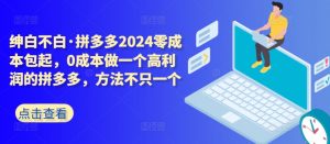 拼多多2024零成本包起,0成本做一个高利润的拼多多,方法不只一个-致富资源库