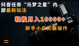 抖音任务“元梦之星”内部最新玩法,新手小白无脑操作,轻松月入10000+【揭秘】-致富资源库