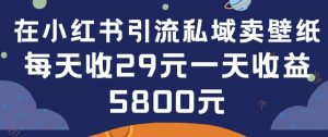 在小红书引流私域卖壁纸每张29元单日最高卖出200张(0-1搭建教程)【揭秘】-致富资源库