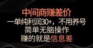 中间商赚差价，一单纯利润30+，简单无脑操作，赚的就是信息差，轻轻松松日入1000+【揭秘】-致富资源库
