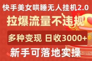 快手美女哄睡无人挂机2.0.拉爆流量不违规，多种变现途径，日收3000+，新手可落地实操【揭秘】-致富资源库