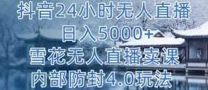 抖音24小时无人直播 日入5000+，雪花无人直播卖课，内部防封4.0玩法【揭秘】-致富资源库