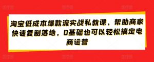 淘宝低成本爆款流实战私教课,帮助商家快速复制落地,0基础也可以轻松搞定电商运营-致富资源库