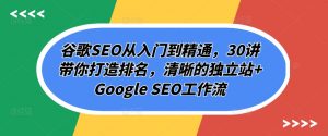 谷歌SEO从入门到精通,30讲带你打造排名,清晰的独立站+Google SEO工作流-致富资源库