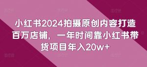 小红书2024拍摄原创内容打造百万店铺,一年时间靠小红书带货项目年入20w+-致富资源库