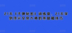 21天《子弹秘密》训练营，21天学到顶尖文案大师的策略和技巧-致富资源库