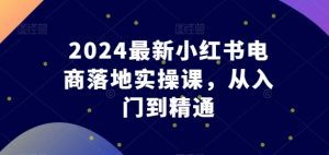 2024最新小红书电商落地实操课,从入门到精通-致富资源库