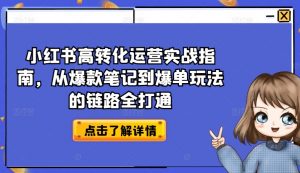 小红书高转化运营实战指南,从爆款笔记到爆单玩法的链路全打通-致富资源库