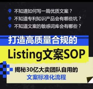 打造高质量合规的Listing文案SOP,掌握亚马逊文案工作的标准化-致富资源库