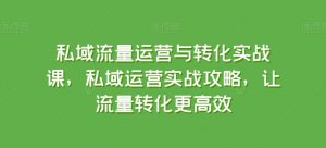私域流量运营与转化实战课，私域运营实战攻略，让流量转化更高效-致富资源库