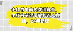 小红书电商实战训练营,小红书笔记带货和无人直播,24年新课-致富资源库