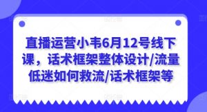 直播运营小韦6月12号线下课,话术框架整体设计/流量低迷如何救流/话术框架等-致富资源库