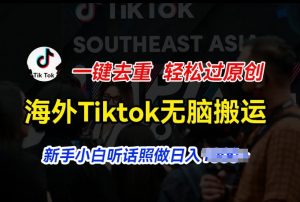 海外Tiktok短视频无脑搬运，一键去重轻松过原创，新手小白听话照做日入几张【揭秘】-致富资源库