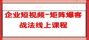 企业短视频-矩阵爆客战法线上课程-致富资源库