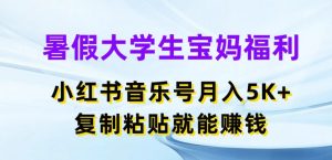 暑假大学生宝妈福利,小红书音乐号月入5000+,复制粘贴就能赚钱【揭秘】-致富资源库