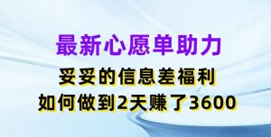 最新心愿单助力,妥妥的信息差福利,两天赚了3.6K【揭秘】-致富资源库