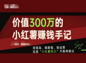 价值300万的小红书赚钱手记,变现高、链路短、轻运营,这波“小红薯风口”不能再错过-致富资源库