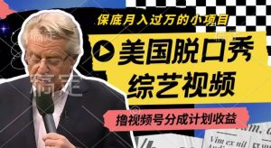 利用美国脱口秀综艺视频,撸视频号分成计划收益,每天只需一小时,月入过W【揭秘】-致富资源库
