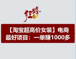 淘宝超高价女装项目，电商最好赛道，一单赚1000多-致富资源库