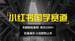 小红书国学赛道,无脑粘贴复制,单日1K,实操演示,小白即刻上手【揭秘】-致富资源库