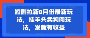 短剧拉新8月份最新玩法，挂羊头卖狗肉玩法，发就有收益-致富资源库