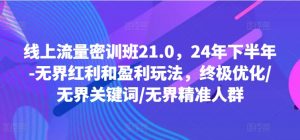 线上流量密训班21.0,24年下半年-无界红利和盈利玩法,终极优化/无界关键词/无界精准人群-致富资源库