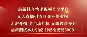 最新抖音快手视频号全平台无人直播引流1000+精准创业粉,日轻松变现5k+【揭秘】-致富资源库