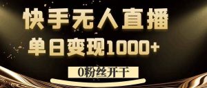 0粉丝开干，快手无人直播，单日变现1k+【揭秘】-致富资源库