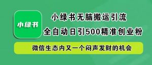 小绿书无脑搬运引流,全自动日引500精准创业粉,微信生态内又一个闷声发财的机会【揭秘】-致富资源库