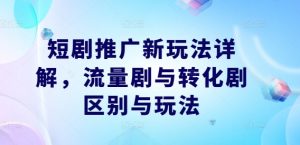 短剧推广新玩法详解，流量剧与转化剧区别与玩法-致富资源库