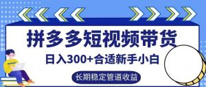 拼多多短视频带货日入300+有长期稳定被动收益,合适新手小白【揭秘】-致富资源库