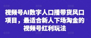 视频号AI数字人口播带货风口项目,最适合新人下场淘金的视频号红利玩法-致富资源库