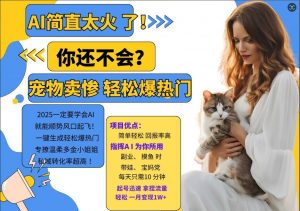 小红书AI宠物卖惨打工项目，一键生成轻松爆热门，专撩温柔多金小姐姐，私域转化率超高-致富资源库