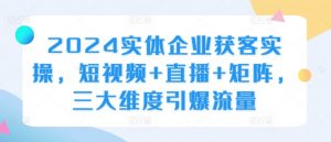 2024实体企业获客实操,短视频+直播+矩阵,三大维度引爆流量-致富资源库